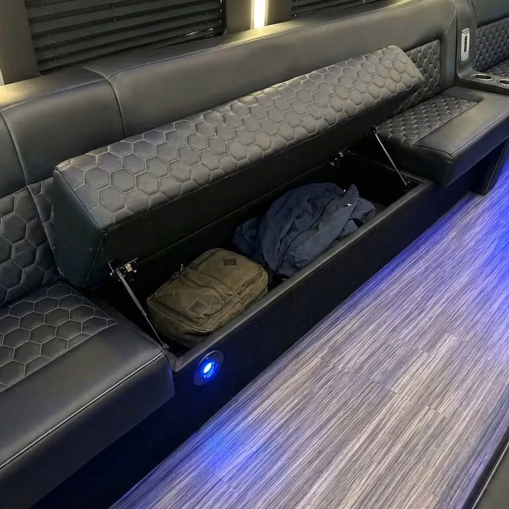 aiken party bus under seat storage